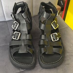 Girls Zara Black Buckle Gladiator Sandals